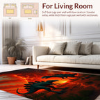 Ancient Dinosaur Volcano Sunset Scene Rug