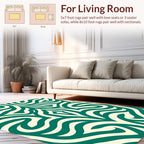Green Cream Swirl Abstract Pattern Rug