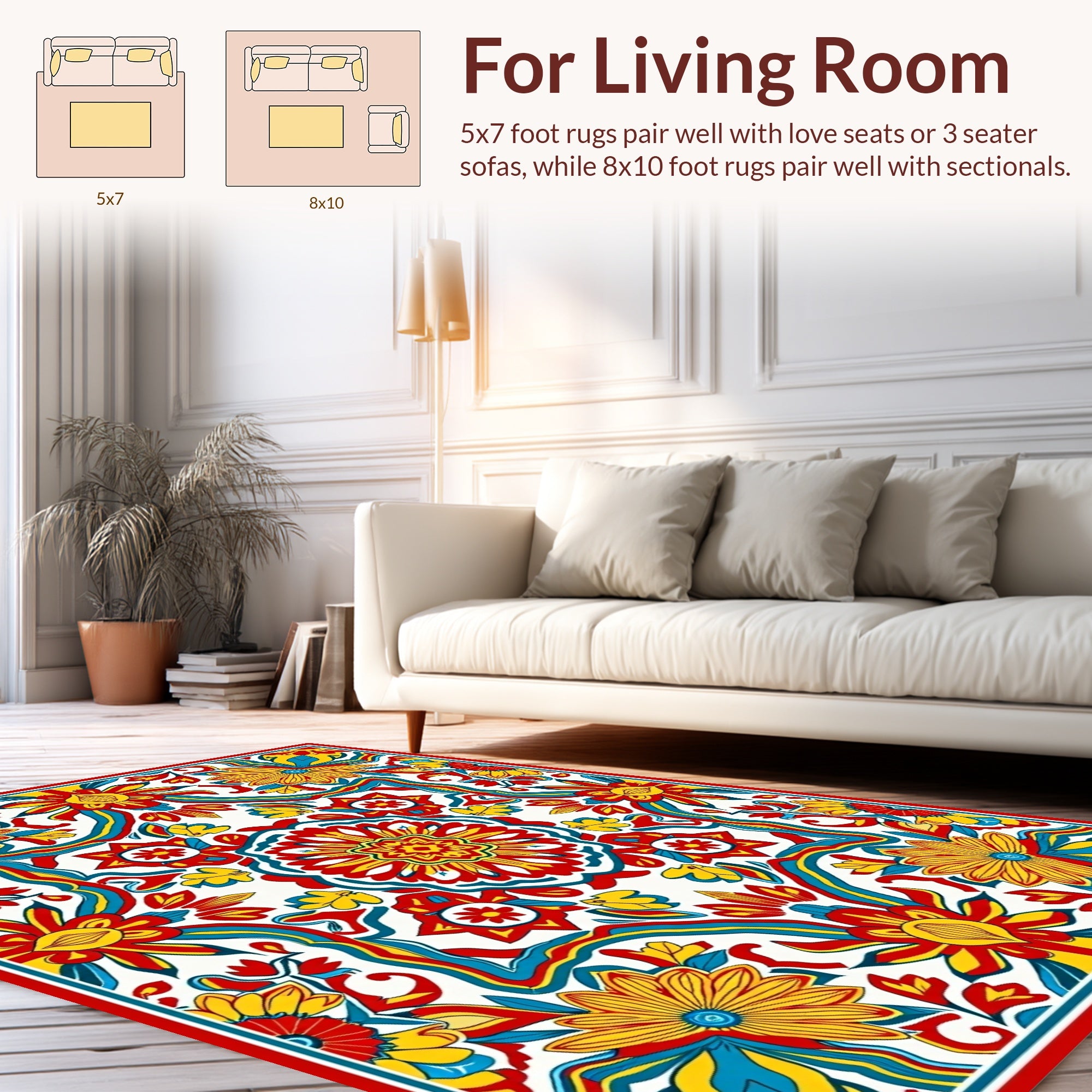 Vibrant Floral Mandala Pattern Rug