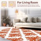 Orange Floral Scroll Decorative Pattern Rug