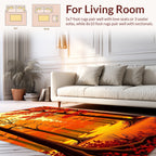 Warm Orange Autumn Forest Design Rug