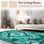 Art Nouveau Teal Floral Mandala Design Rug