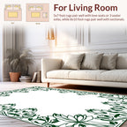 Ornate Emerald Floral Border Design Rug