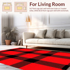 Classic Red Black Buffalo Check Pattern Rug
