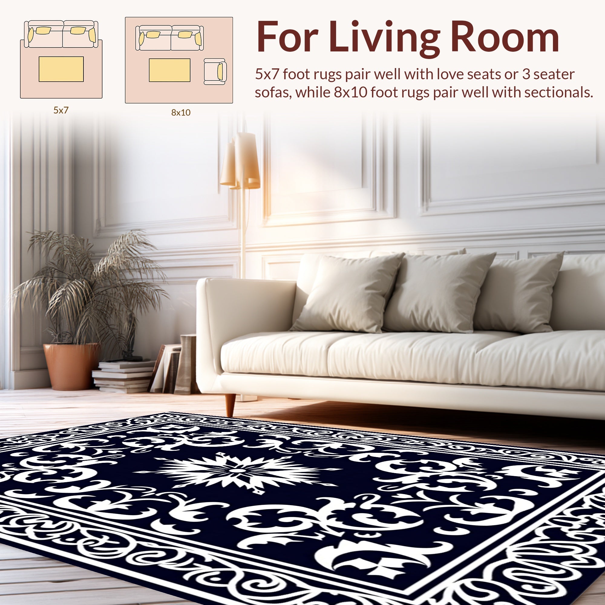 Ornate Starburst Floral Decorative Pattern Rug