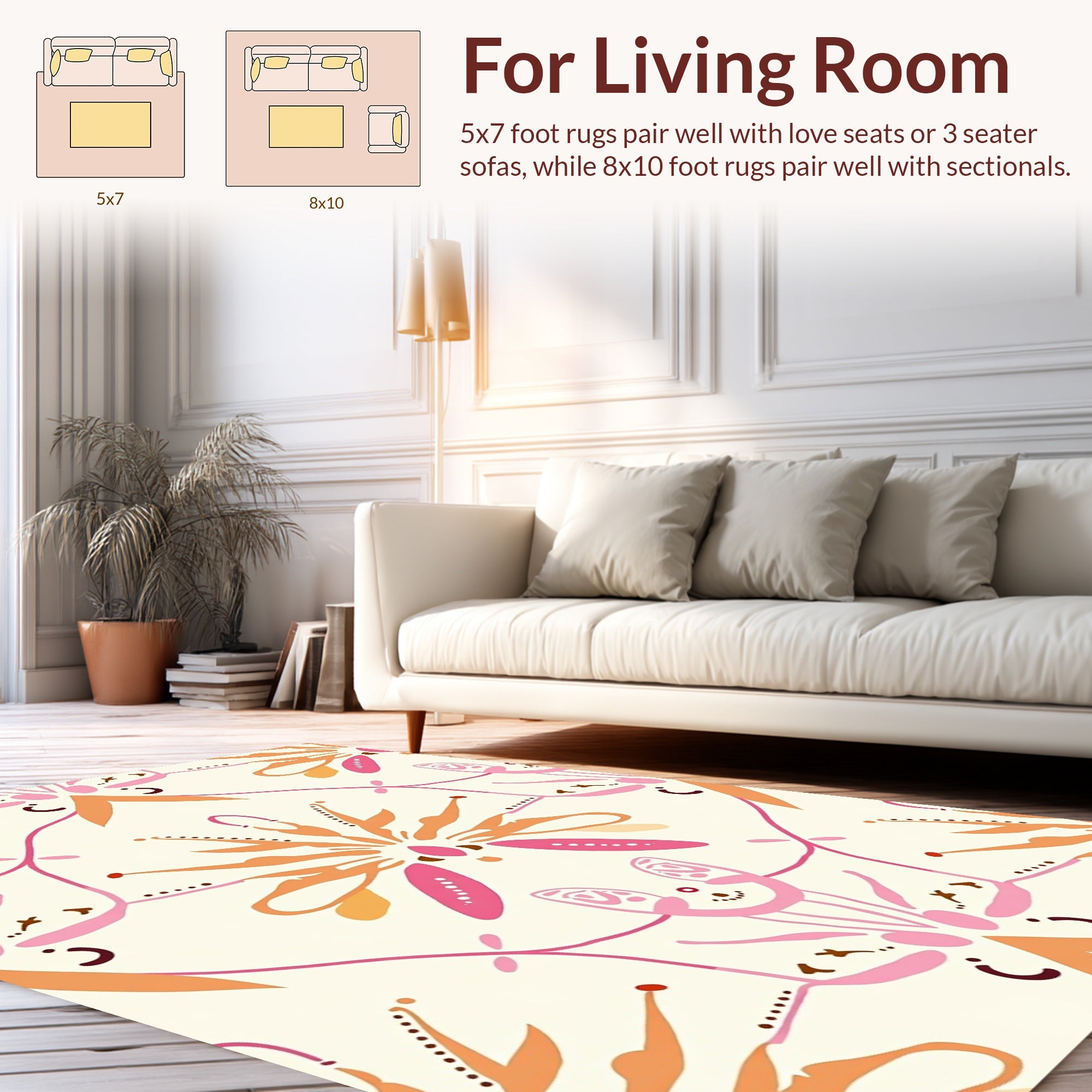 Floral Inspired Geometric Pattern Rug