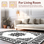 Ornate Black and White Mandala Design Rug