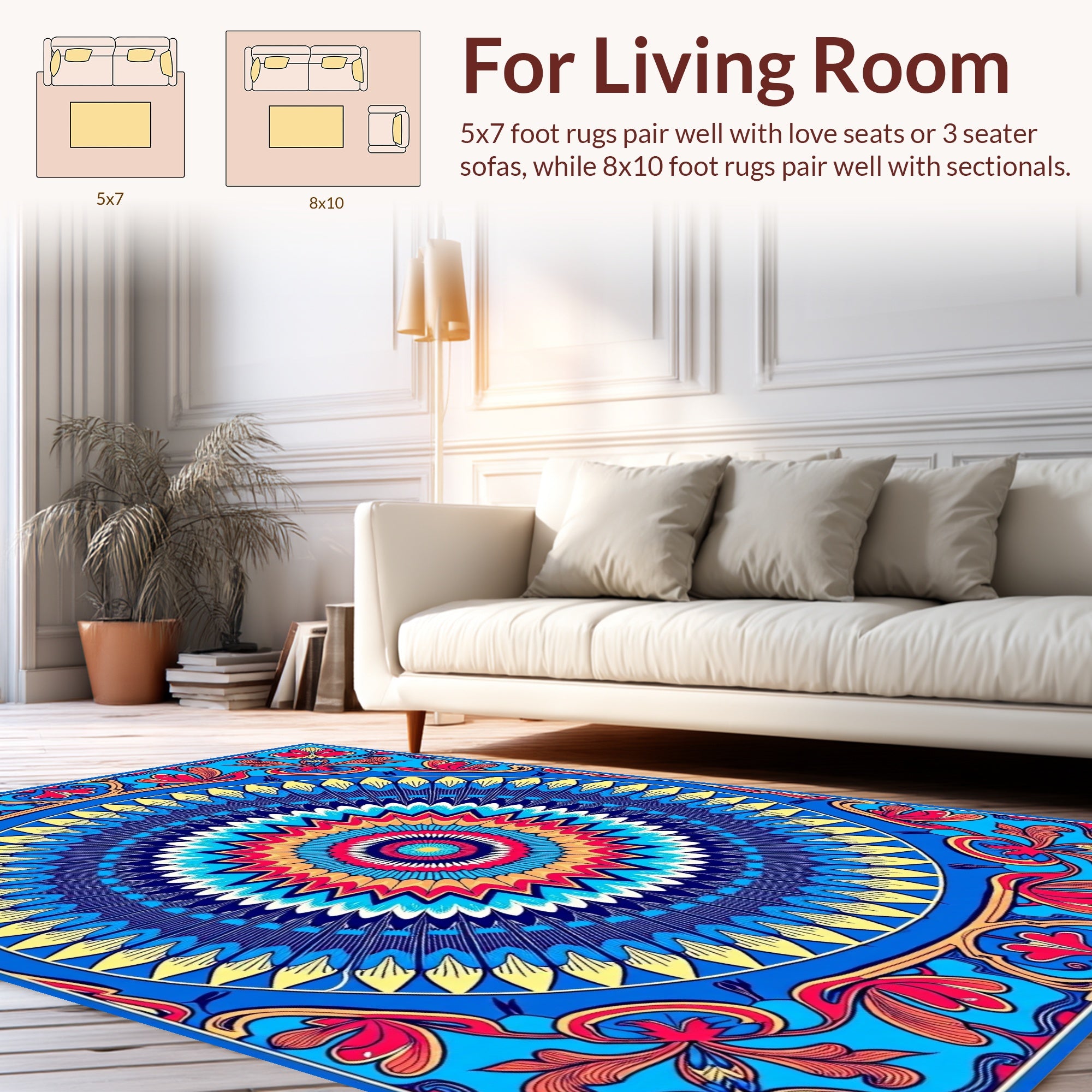Colorful Mandala Floral Medallion Design Rug