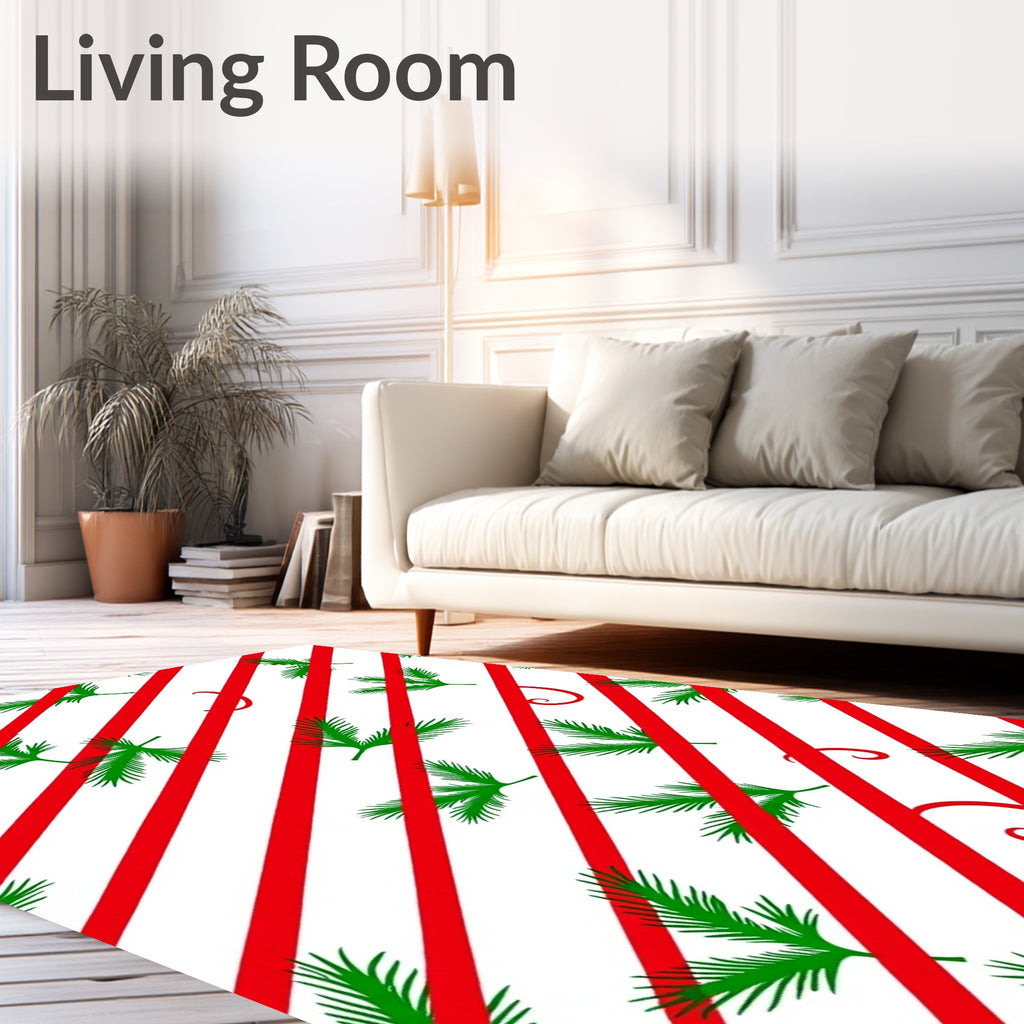Red Green Pine Needle Stripe Rug