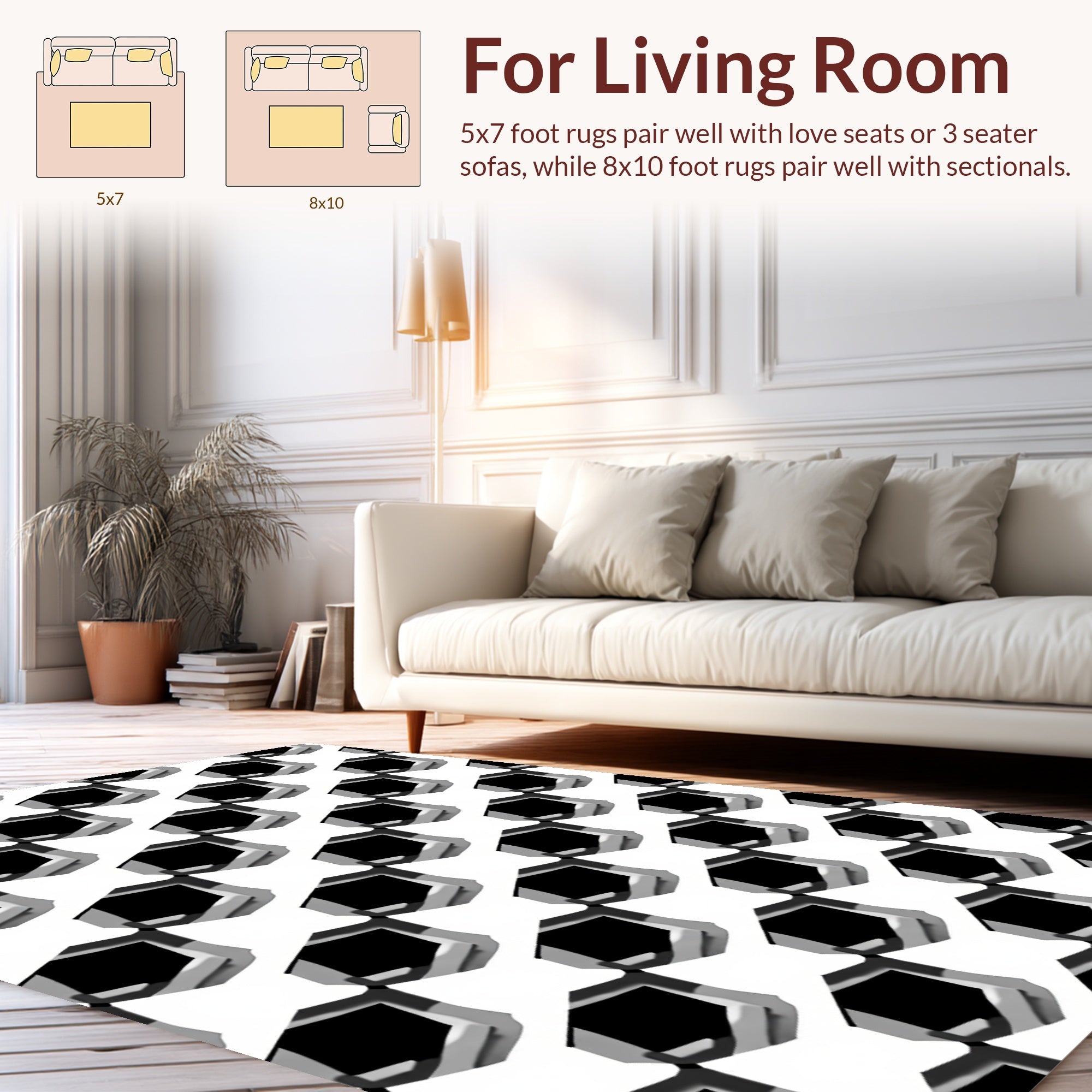 Geometric Hexagon 3D Pattern Rug