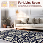 Classic Floral Scrollwork Navy Rug