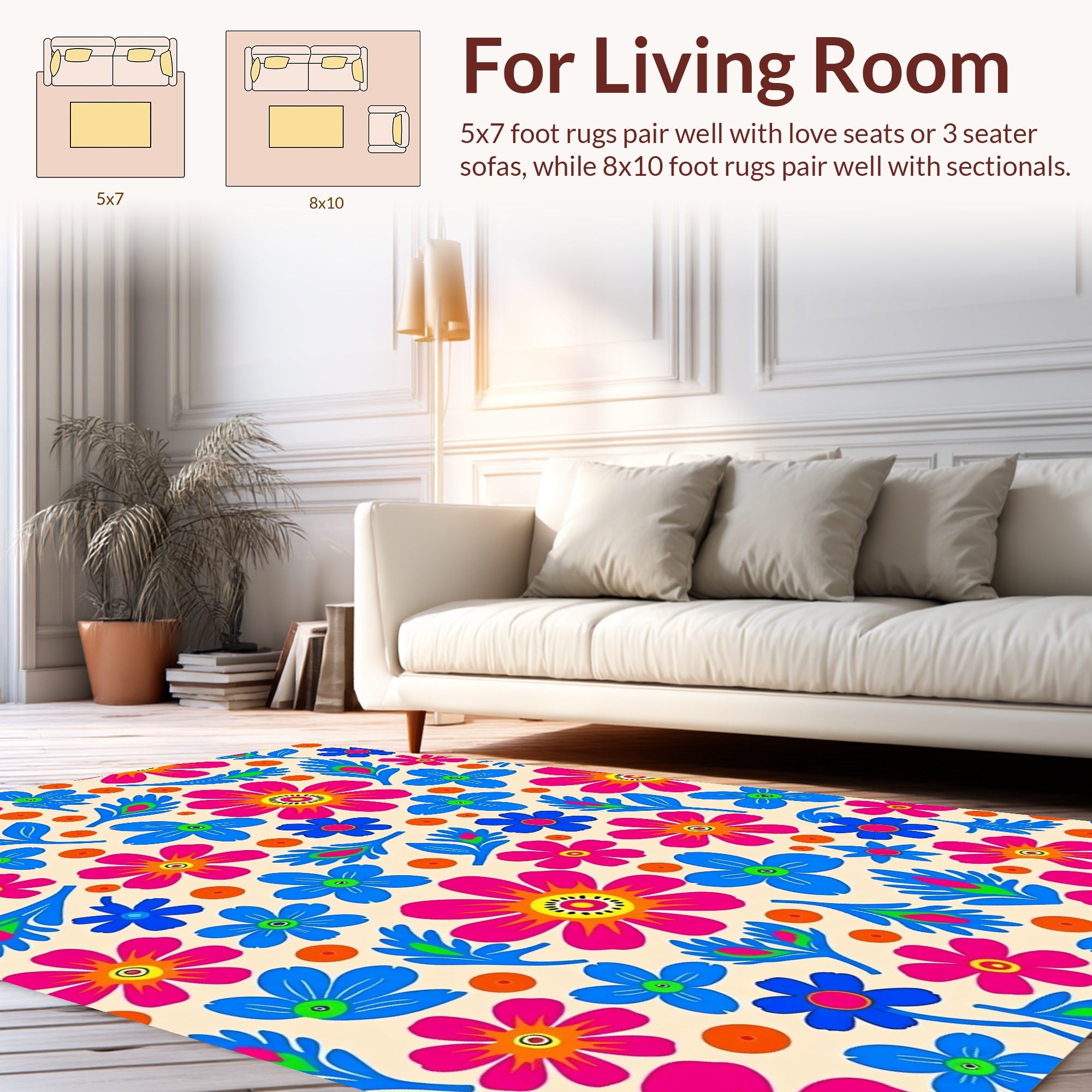 Bold Floral Pattern With Bright Colors Rug
