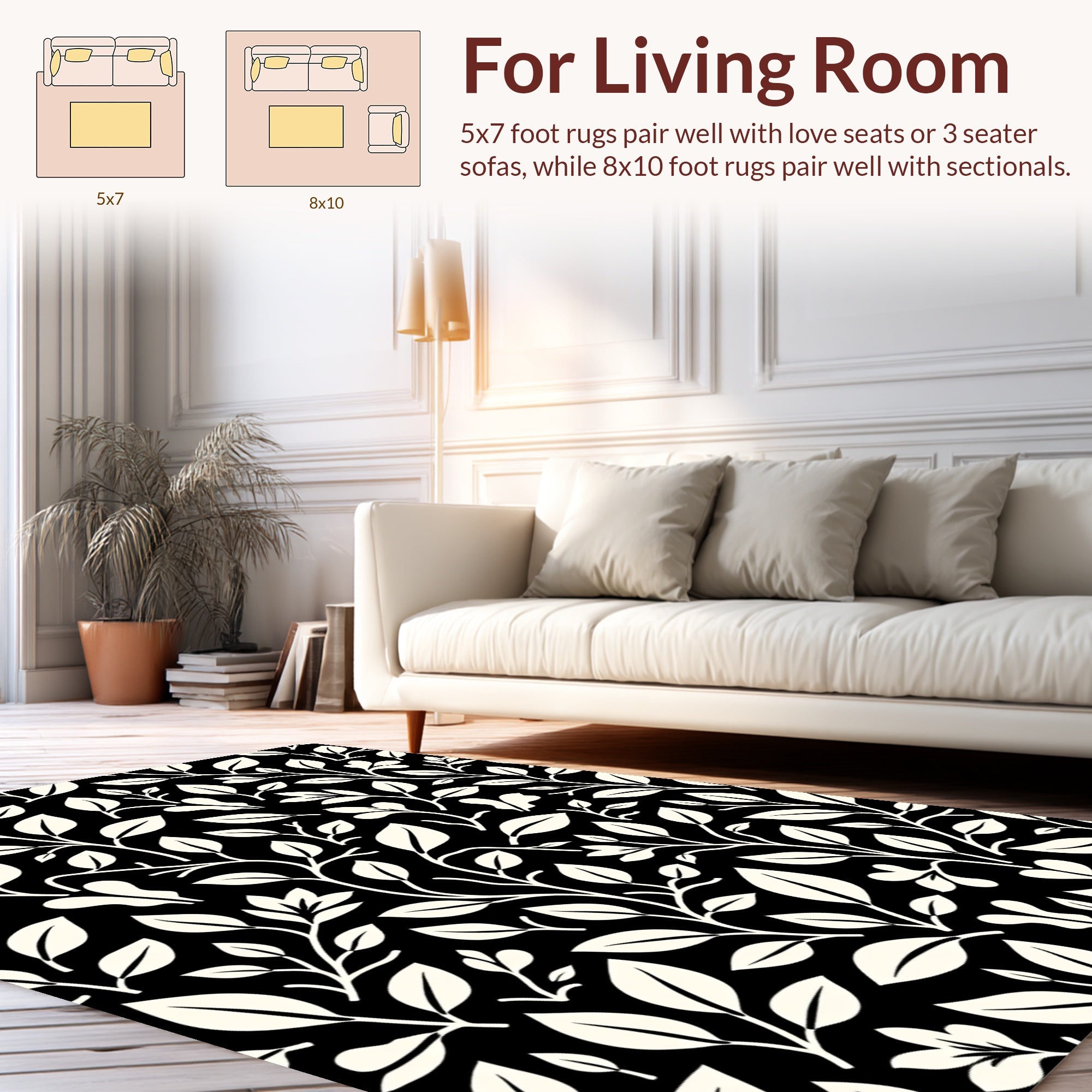 Bold Leafy Vine Pattern Design Rug