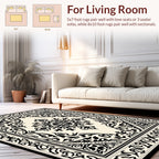 Classic Black Ivory Floral Ornament Rug
