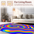 Vivid Swirl Rainbow Pattern Rug