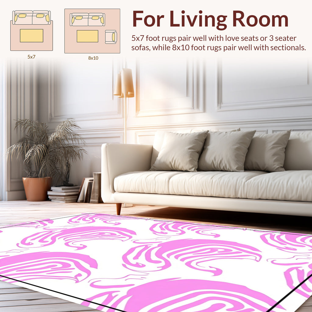 Pink Abstract Swirls Pattern Rug