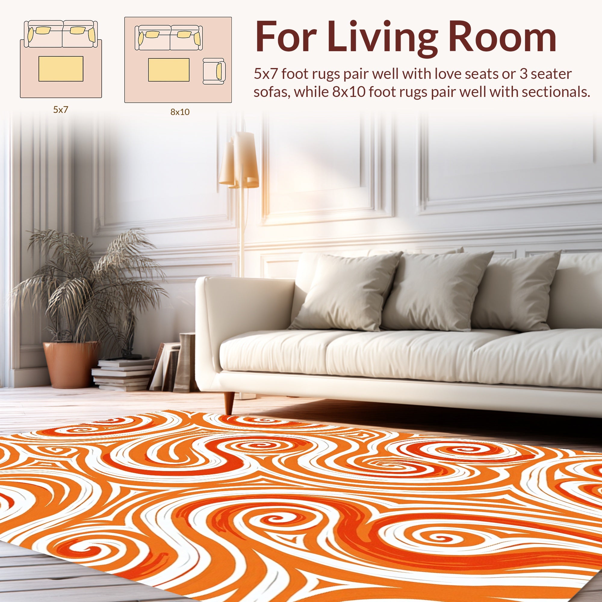 Orange Swirl Abstract Patterned Rug