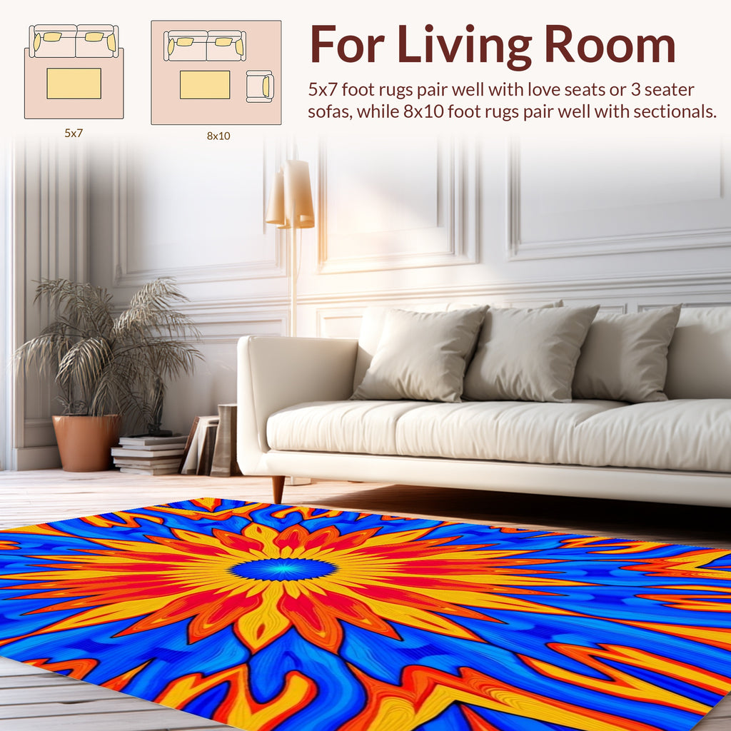 Vibrant Sunny Kaleidoscope Design Rug