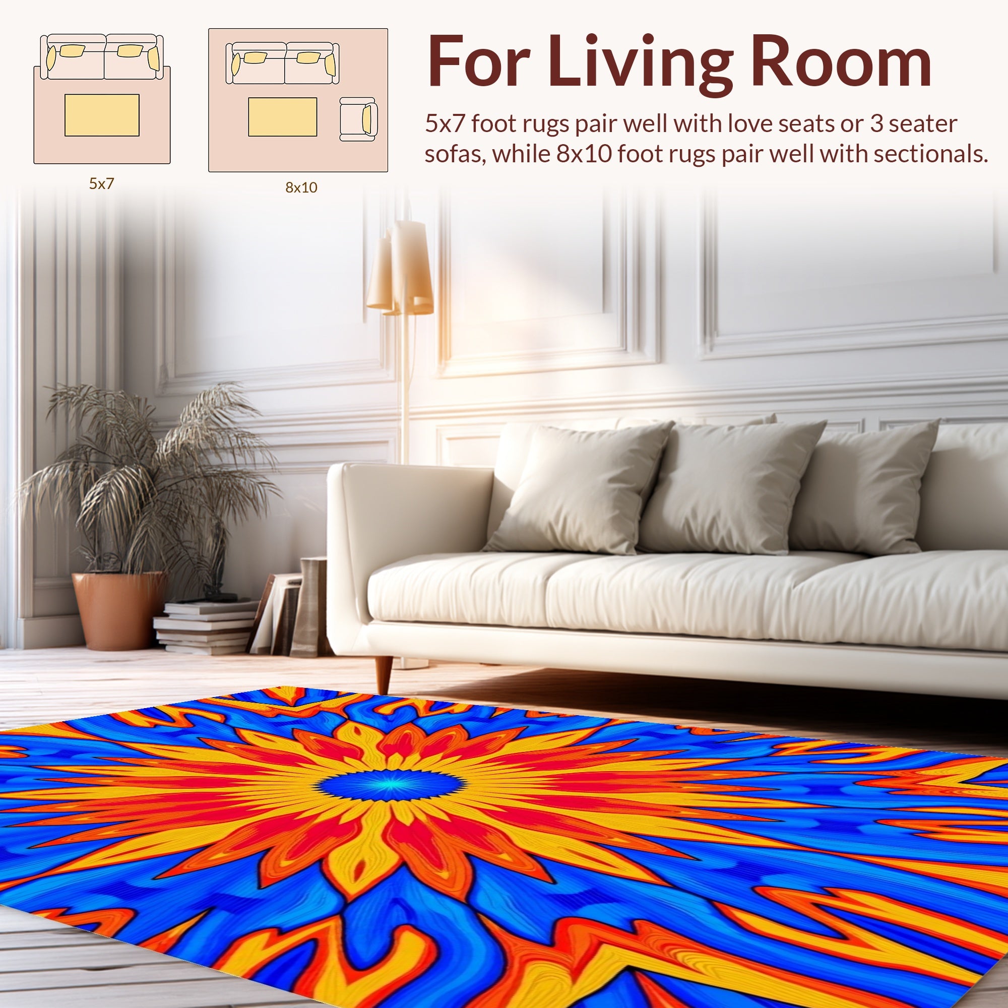 Vibrant Sunny Kaleidoscope Design Rug