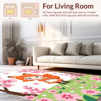 Cute Fox Character Cherry Blossoms Rug
