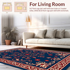 Classic Floral Medallion Red Blue Rug