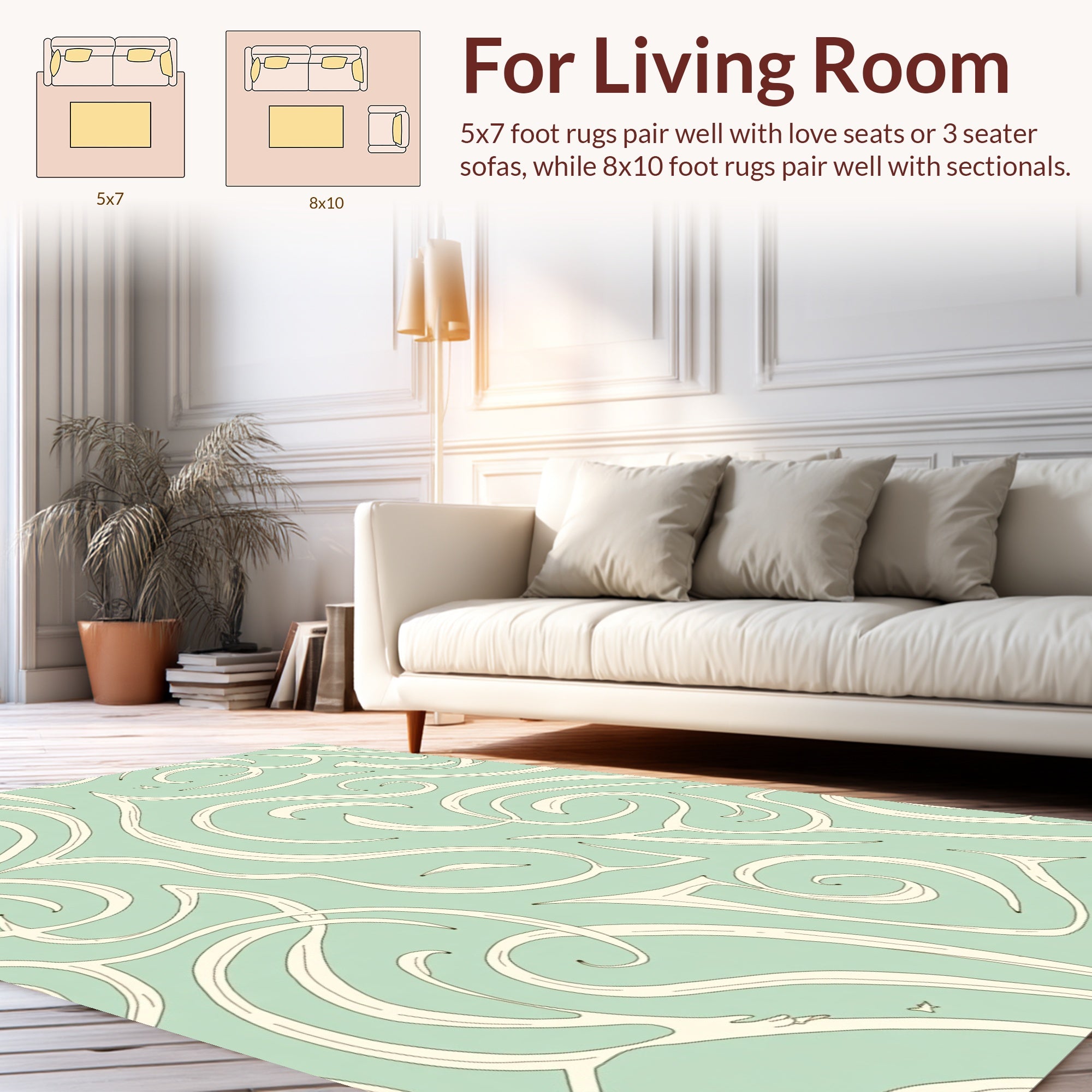 Flowing Swirls With Stars Pattern Rug