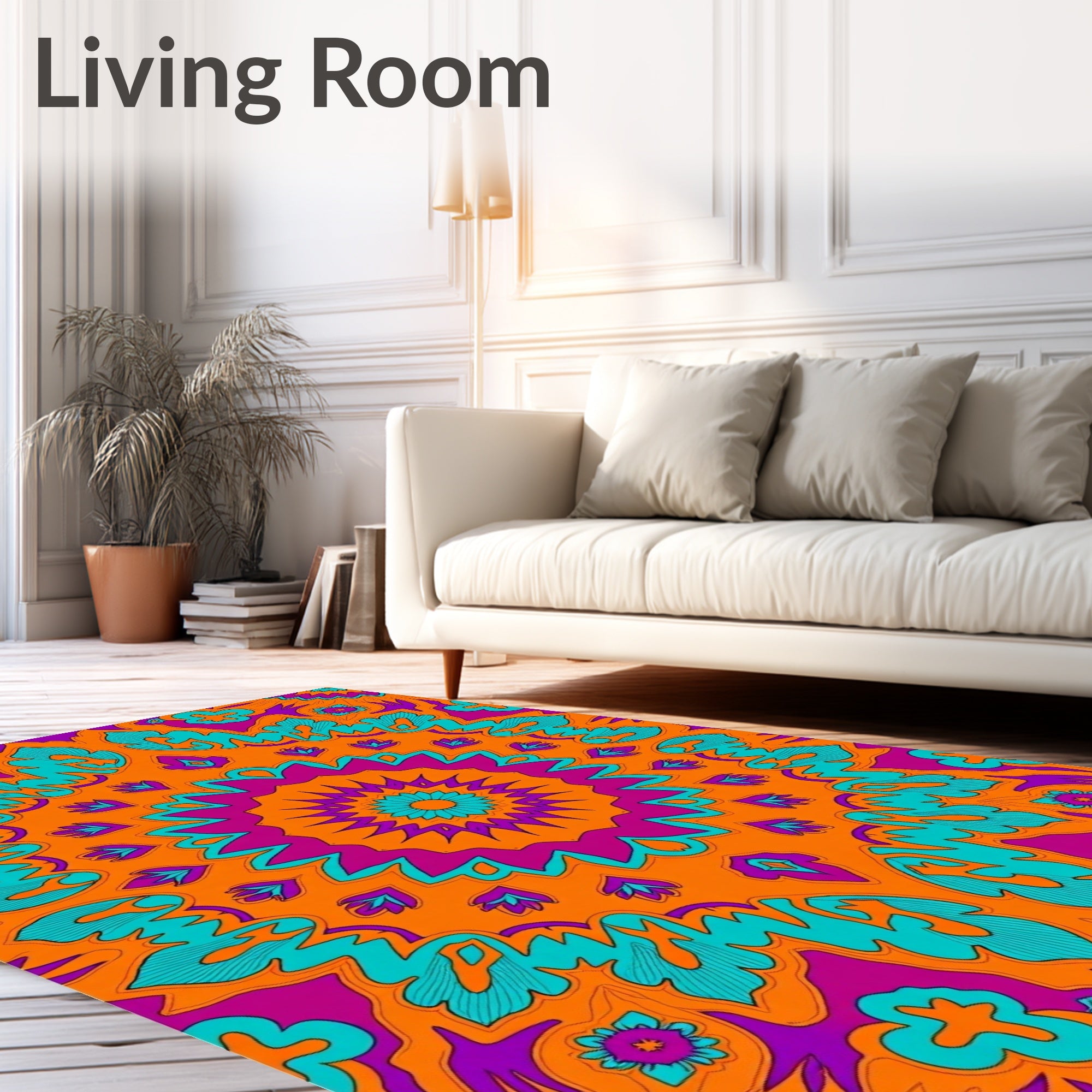 Groovy Abstract Floral Mandala Rug