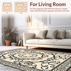 Cream Ornamental Scrollwork Rug