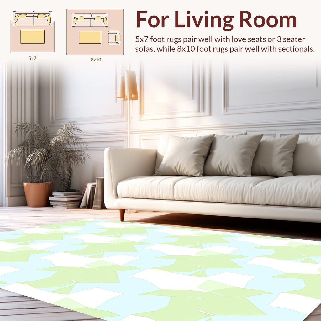 Abstract Green Light Blue Geometric Pattern Rug