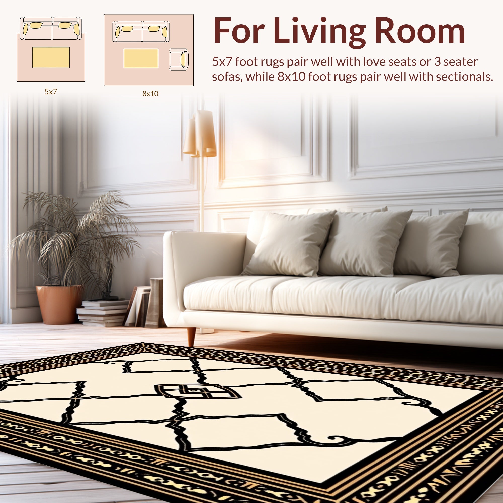 Art Deco Geometric Scroll Work Rug