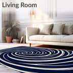 Deep Blue Spiral Swirl Pattern Rug
