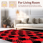Bold Red and Black Geometric Design Rug