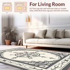 Elegant Monochrome Medallion Ornamental Design Rug