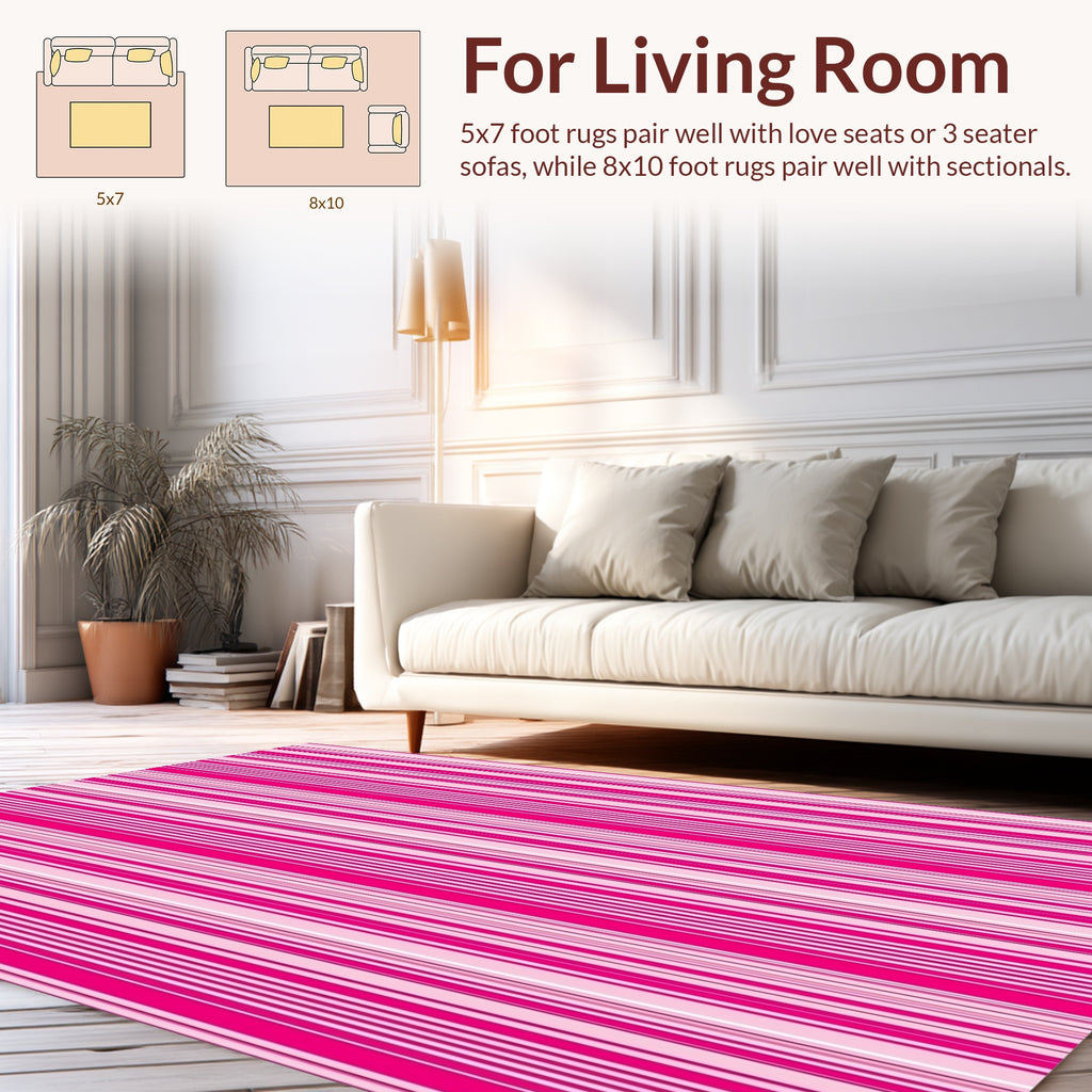 Bright Pink Vertical Stripe Pattern Rug