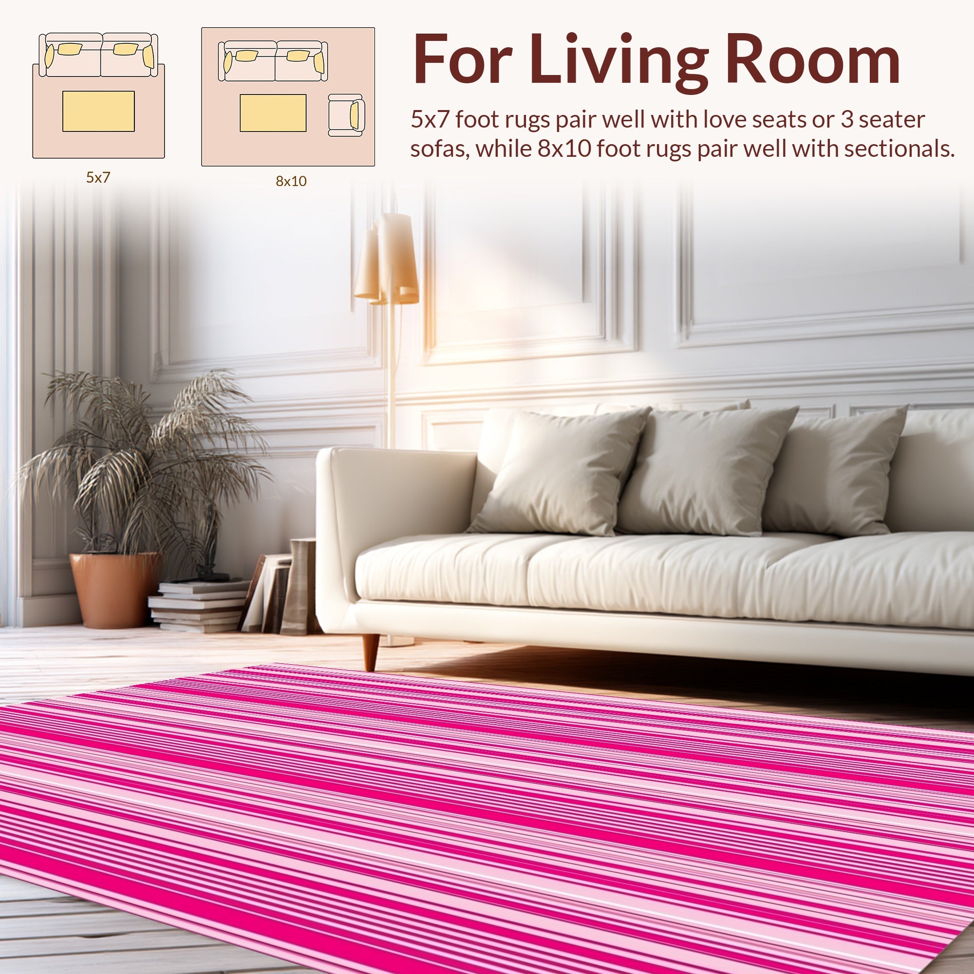 Bright Pink Vertical Stripe Pattern Rug
