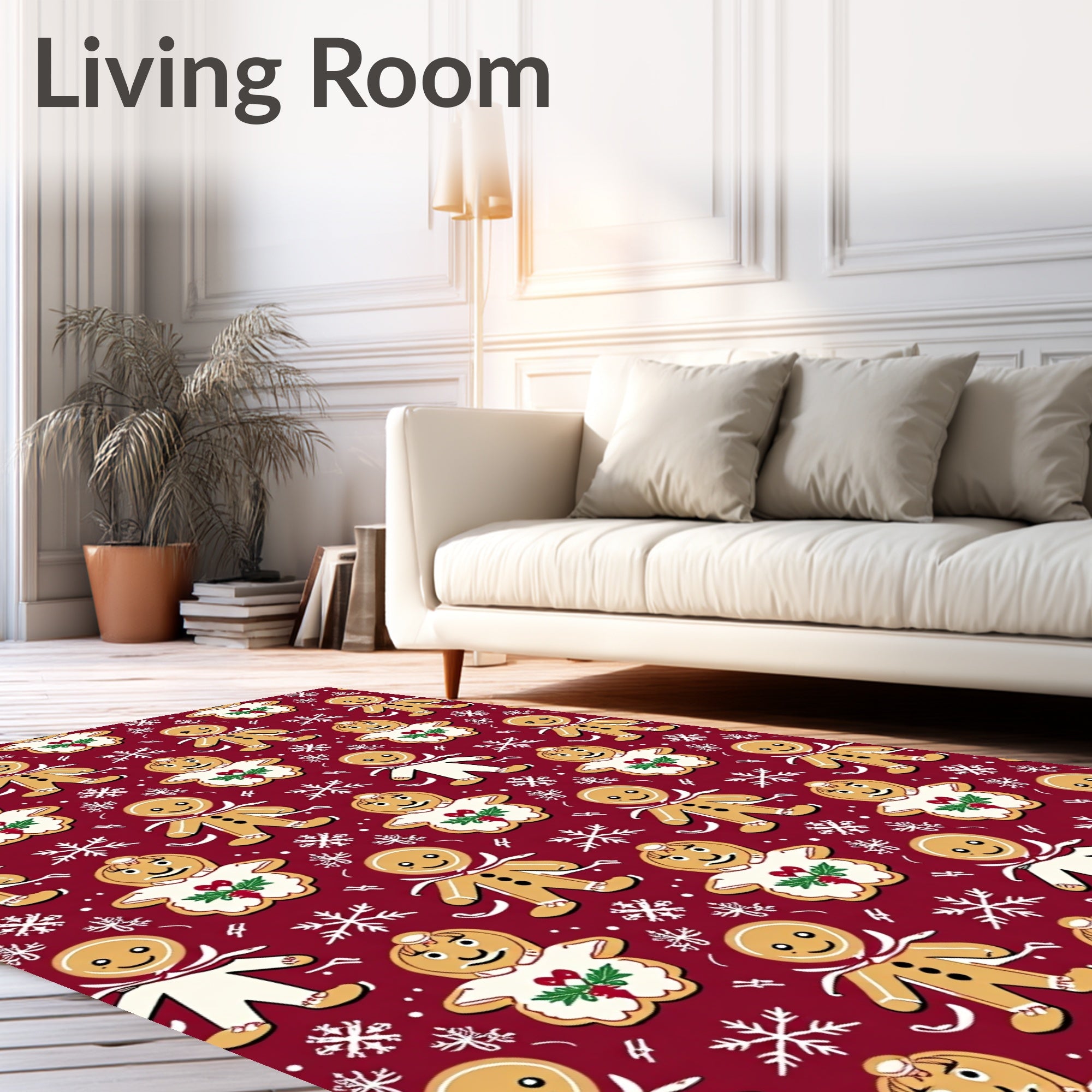 Festive Gingerbread Snowflakes Christmas Rug