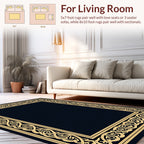 Intricate Golden Scrollwork Border Design Rug