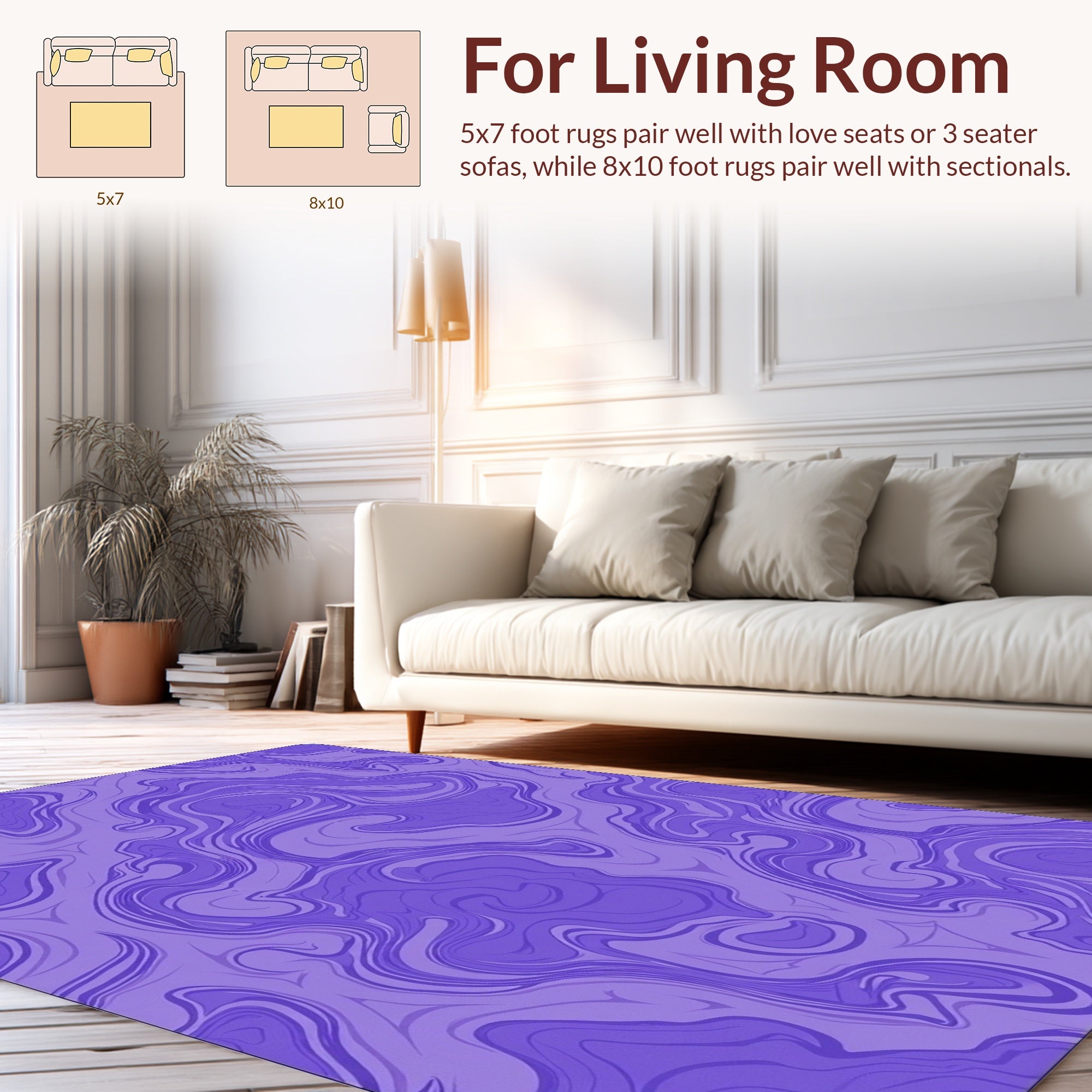 Majestic Purple Swirls Pattern Rug