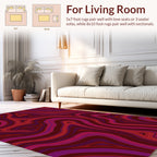 Crimson Jagged Swirl Pattern Rug
