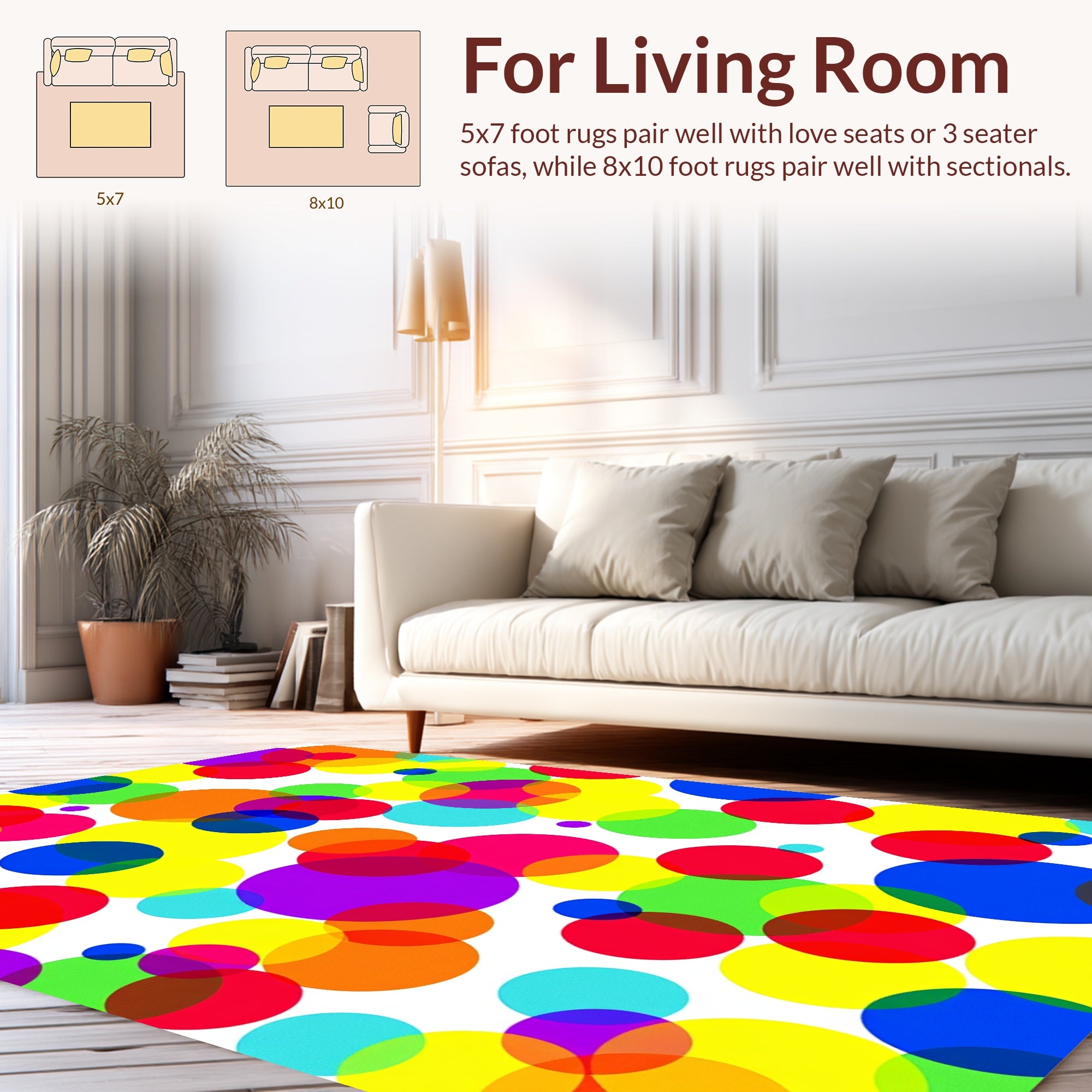 Colorful Circles Overlay Pattern Rug