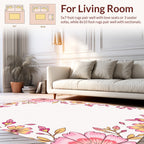 Pink Gold Floral Border Design Rug