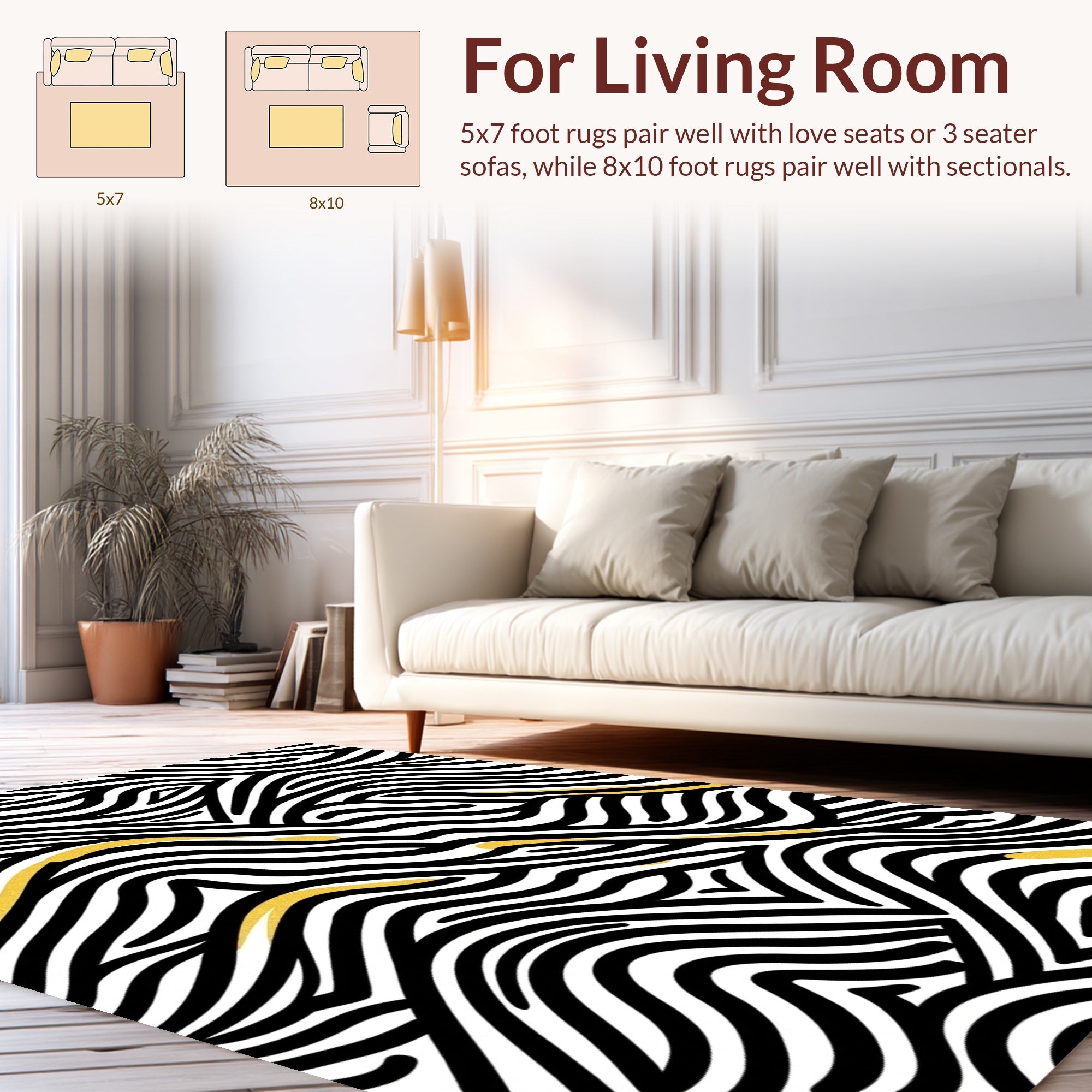 Bold Black Gold Wavy Lines Rug