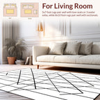 Black White Geometric Angular Pattern Rug