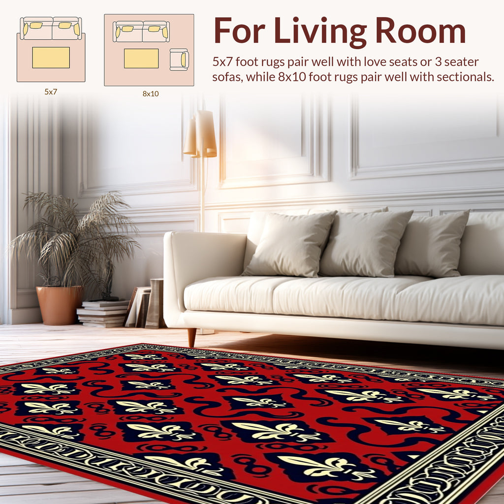 Regal Fleur de Lis Motif Rug