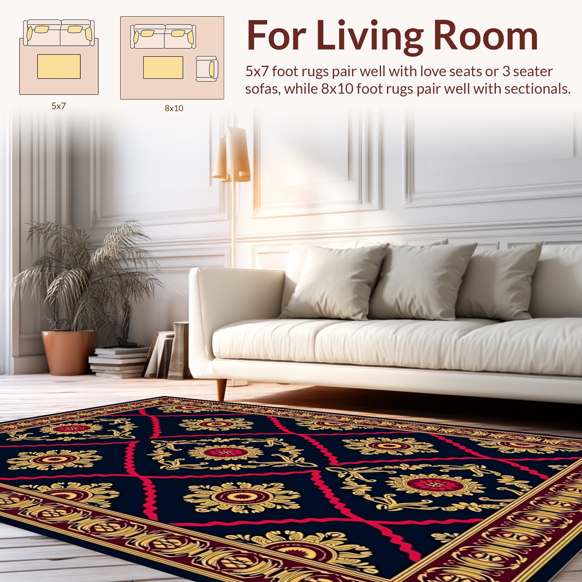 Crimson Gold Medallion Classic Pattern Rug