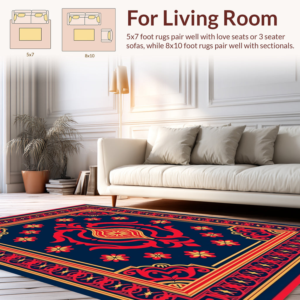 Bold Floral And Geometric Pattern Rug