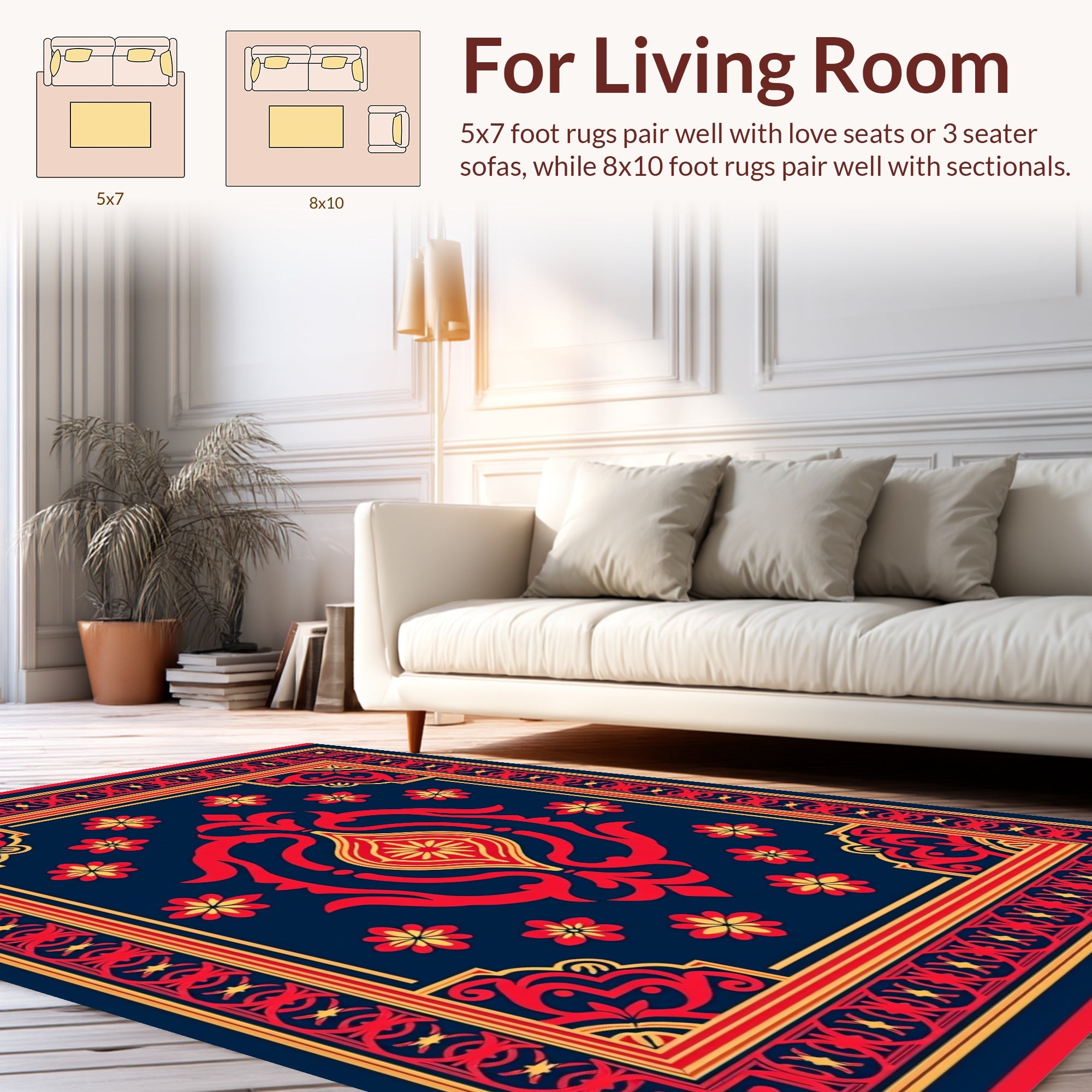 Bold Floral And Geometric Pattern Rug