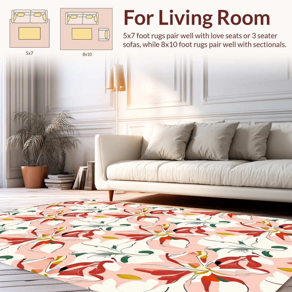 Abstract Floral Botanical Whimsical Design Rug