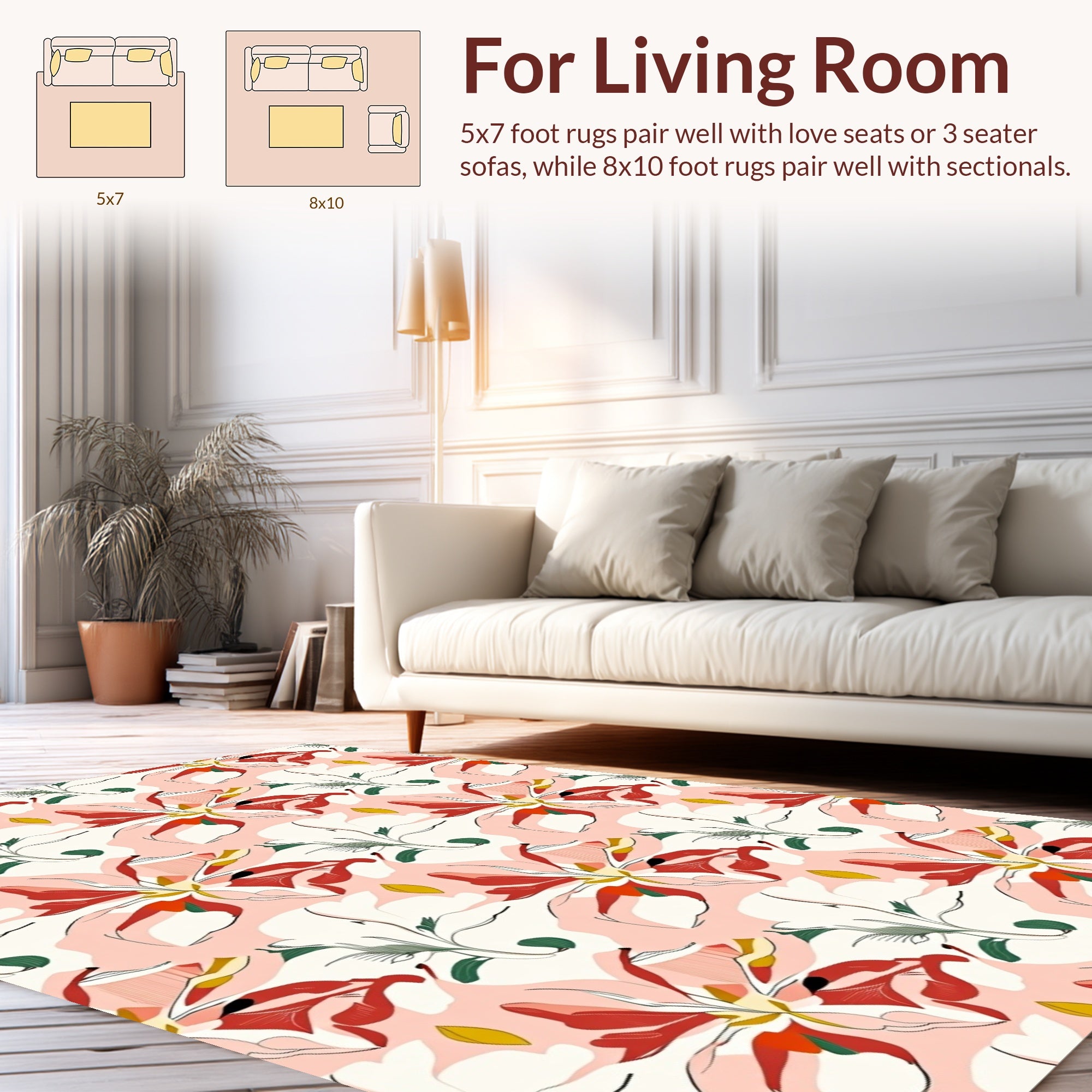 Abstract Floral Botanical Whimsical Design Rug