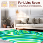Groovy Aqua Green Swirl Rug